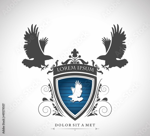 Vector: Vintage emblem with eagles with a place for Your text Vintage emblem with eagles with a place for Your text