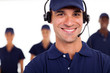 professional technician with headphones on the call