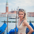 Photo: Portrait of A Beautiful Girl in Front Venezian Canal Gondolas Portrait of A Beautiful Girl in Front Venezian Canal Gondolas