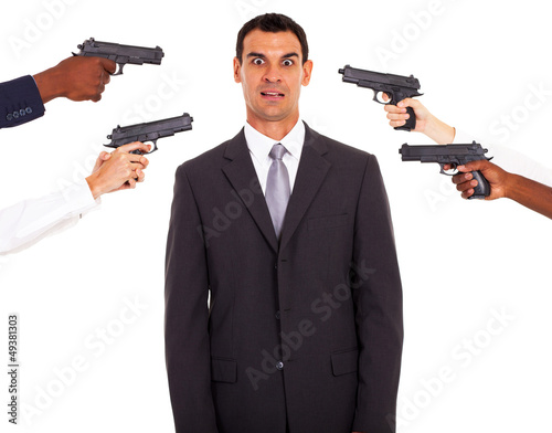 Photo: businessman being attacked at gun point by colleagues businessman being attacked at gun point by colleagues