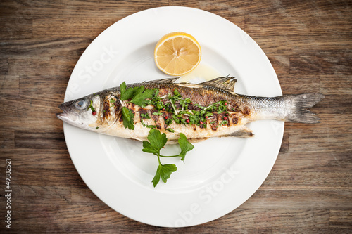 Photo: Grilled sea bass Grilled sea bass