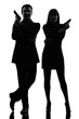 Foto: couple woman man detective secret agent criminal silhouette couple woman man detective secret agent criminal silhouette