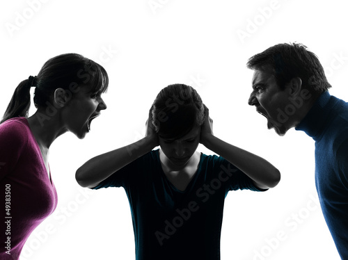 Photo: family father mother daughter dispute screaming silhouette family father mother daughter dispute screaming silhouette