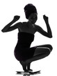 beautiful asian young woman happy on  weight scale silhouette