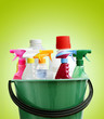 Cleaning bottles in bucket