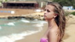 Pensive woman on the beach, super slow motion, shot at 240fps