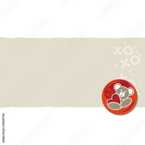 Vector: poziomy border podarty papier miś z sercem poziomy border podarty papier miś z sercem