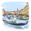 Venice - Grand Canal. View of the Rialto Bridge