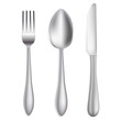 knife,spoon and fork on white