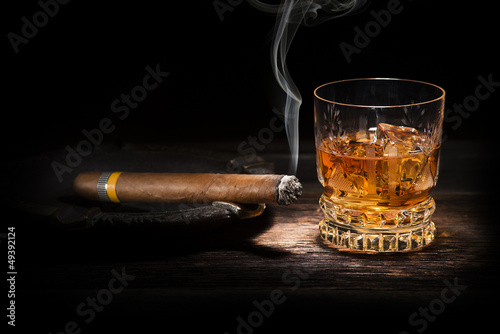 Photo: Whiskey and cigar Whiskey and cigar