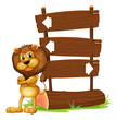 An Angry Lion Beside A Signboard
