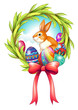 An easter decor with a ribbon