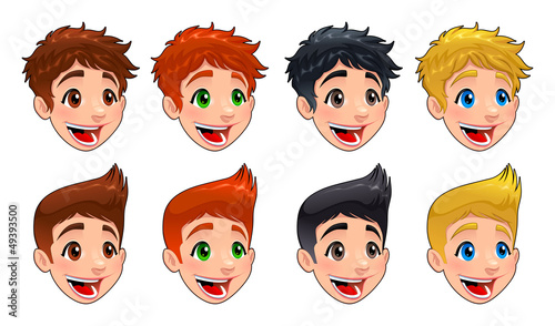 Vector: Faces of boys. Faces of boys.