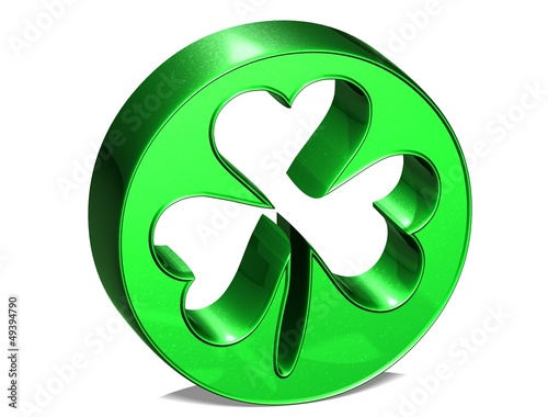 Illustration: 3D green clover over white background 3D green clover over white background