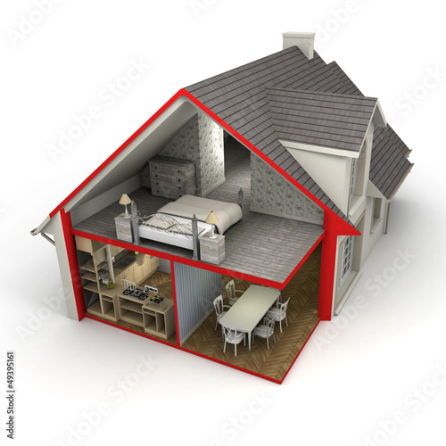 Illustration: House exterior and interior House exterior and interior