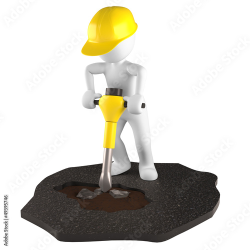 Illustration: Bauarbeiter Pressluft Hammer Bauarbeiter Pressluft Hammer