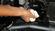 Checking the lubricant oil level in the engine car.