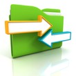 Folder and arrows. Date downloading and exchanging concept