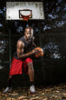 Basketball player on the outdoor basketball court.
