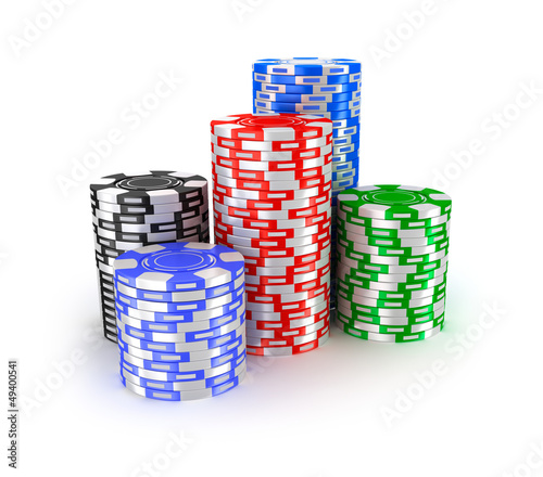 Illustration: Casino chips in piles Casino chips in piles