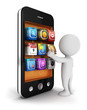 3d white people chooses an app for smartphone