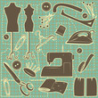 Illustration: sewing symbol seamless pattern.Vector tailoring background sewing symbol seamless pattern.Vector tailoring background