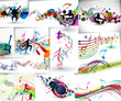 Music notes wave line for design use, vector illustration