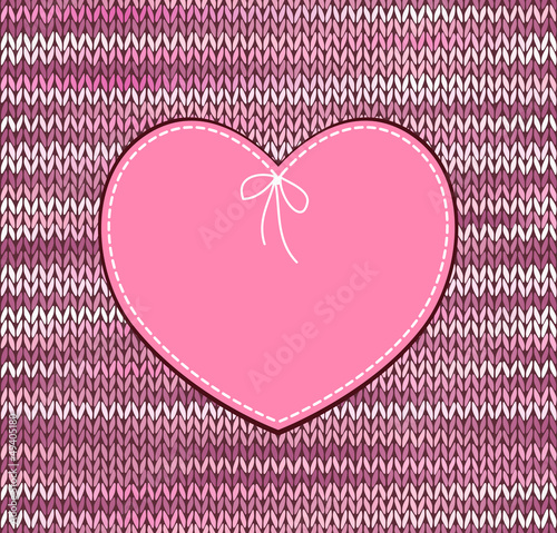 Vector: Vintage Heart Shape Design with Knitted Pattern Vintage Heart Shape Design with Knitted Pattern