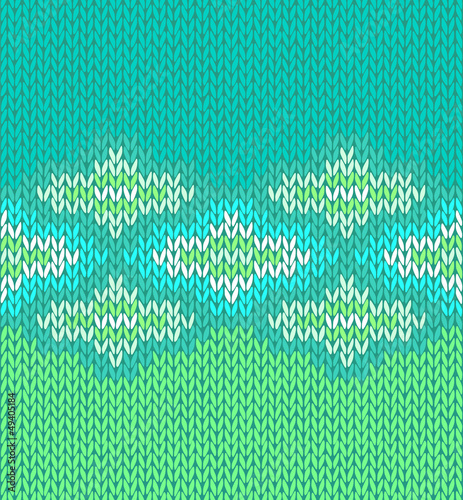 Vector: Style seamless green blue white color knitted pattern Style seamless green blue white color knitted pattern