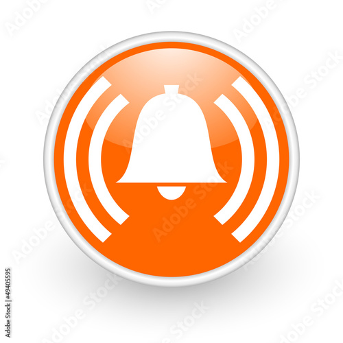 Illustration: alarm orange circle glossy web icon on white background alarm orange circle glossy web icon on white background