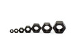 Hexagonal screws isolated on a white background in the industry