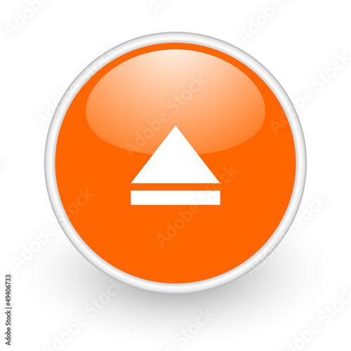 Illustration: eject orange circle glossy web icon on white background eject orange circle glossy web icon on white background