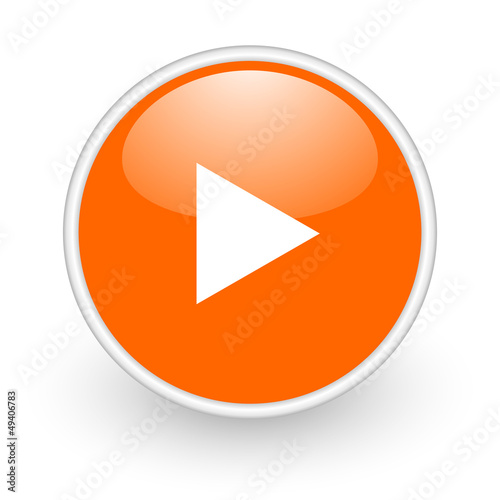 Illustration: play orange circle glossy web icon on white background play orange circle glossy web icon on white background