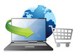 Globe, credit card and shopping cart