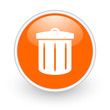 recycle orange circle glossy web icon on white background