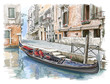 Venice. Ancient building & gondola