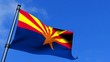Arizona State Flag Fluttering On Blue Sky HDTV