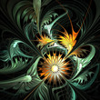 Flower background. Green and yellow palette. Computer generated