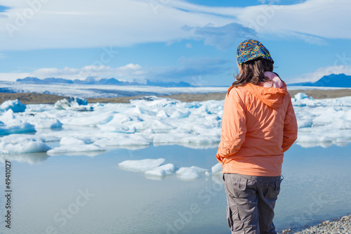 Photo: Woman Admiring Glacier Lake Woman Admiring Glacier Lake