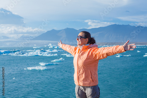 Photo: Woman Admiring Glacier Lake Woman Admiring Glacier Lake