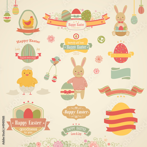 Vector: Easter set - labels, emblems and other elements. Easter set - labels, emblems and other elements.