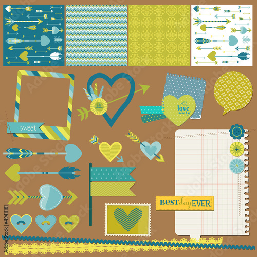 Vector: Scrapbook Design Elements - Love, Heart and Arrows - for design Scrapbook Design Elements - Love, Heart and Arrows - for design