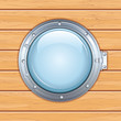 Porthole Window on a Wooden Ship. Vector Image
