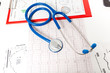 Stethoscope over medical analysis