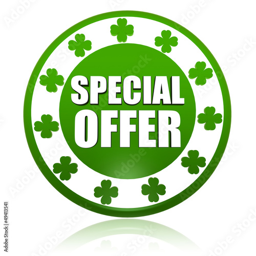 Illustration: special offer in circle label with shamrocks special offer in circle label with shamrocks