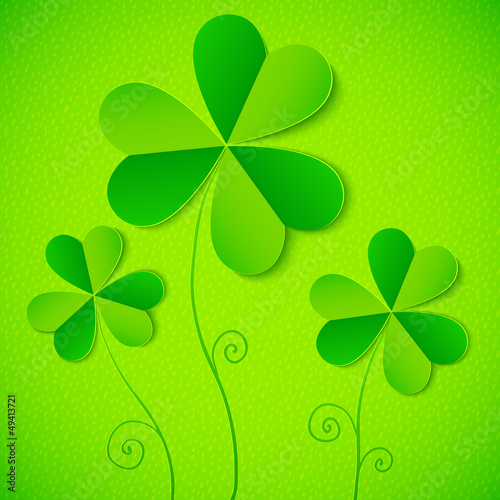 Illustration: Green paper clovers background for Saint Patrick's Day Green paper clovers background for Saint Patrick's Day