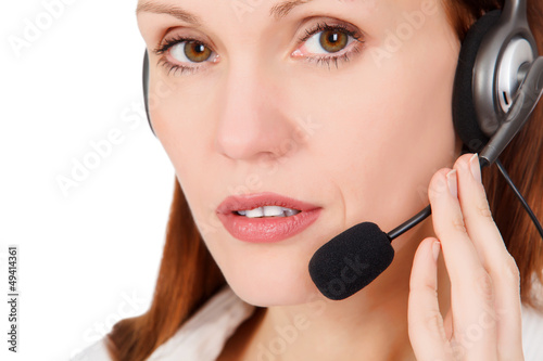 Photo: customer service operator woman with headset customer service operator woman with headset