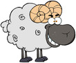 Happy Black Ram Cartoon Mascot Character