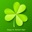 Green paper cutout clover, Patrick's Day greeting card