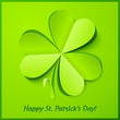 Green paper cutout clover, Saint Patrick's Day greeting card